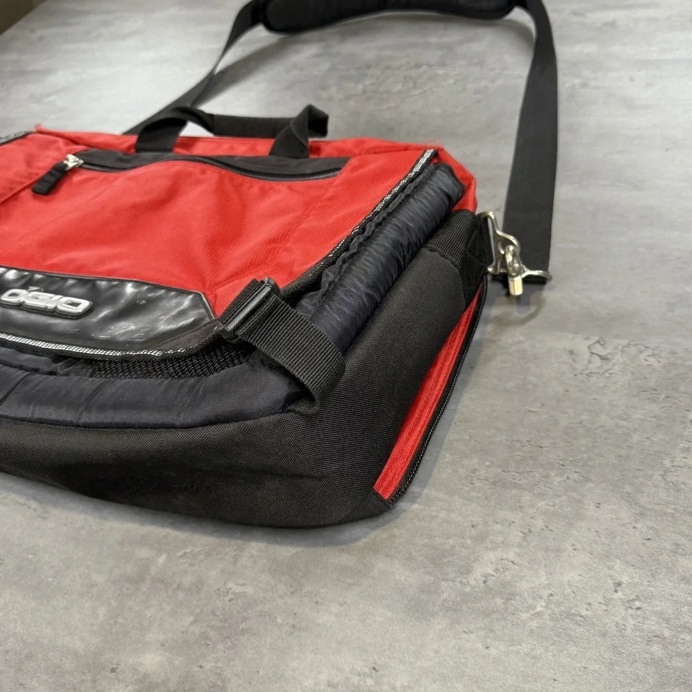 Vintage OGIO Laptop Messenger Bag Black Red Commuter Y2K Cyber Tech‎ Satchel